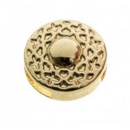 Metalen DQ schuifkraal "Chinese gong"  Goudkleurig